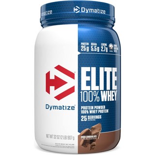 Dymatize Elite Whey Protein Powder 다이마타이즈 엘리트 100% 유청 단백질 보충제 초콜릿 맛 907g, 1개
