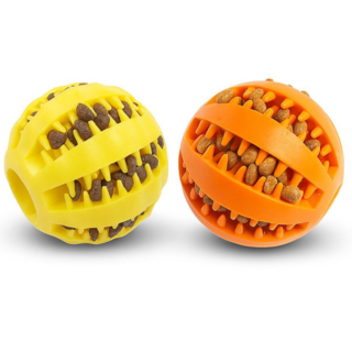 앙플러스 강아지 간식볼 스낵볼 노즈워크 공, 1개, 옐로우+오렌지