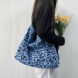 라뷰드 호피 패턴 코듀로이 에코백 여성 레오파드 숄더 가방 무늬 숄더백 튼튼한 가벼운 면가방