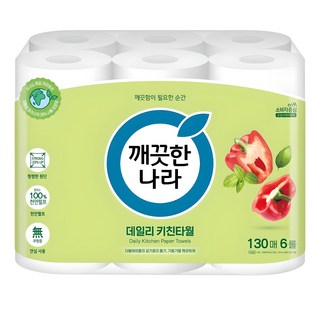 깨끗한나라 데일리 키친타올, 130매, 6개