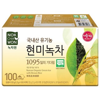 녹차원 국내산 유기농 현미녹차 티백, 1.2g, 100개입, 1개