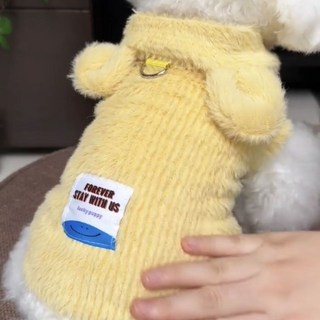 寵物衣服 狗狗服飾 小狗服裝 秋冬保暖 狗狗居家服 無袖連帽馬甲 貓咪衣服 毛絨保暖 可愛幼犬裝, 霧霾藍, 1個