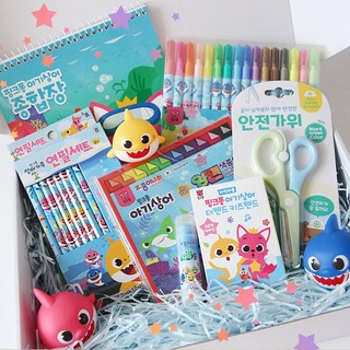 아기상어 핑크퐁 문구 선물 세트 [신학기 준비물 학용품 필기구 상어가족 조카 입학 졸업], 1개, 단일