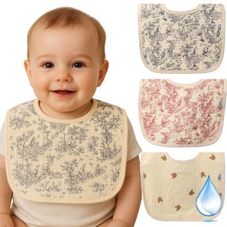 불로홈 요루 6중 거즈 아기 방수 턱받이 3종 U자형