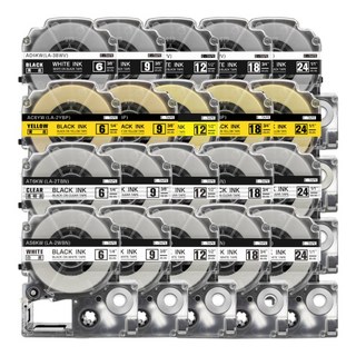 엡손 라벨프린터테이프 라벨지 라벨스티커 라벨기 리필 호환 리락쿠마 곰돌이푸 LW-K200BL K200PK K200DA C410 K740WH, 12mm, 흰색배경 검정글씨SS12KW