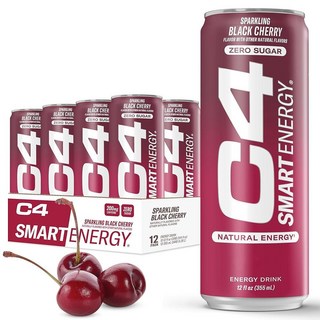 Cellucor C4 스마트 에너지 드링크 - 무설탕 퍼포먼스 연료 및 누트로픽 브레인 부스터 커피 대체품 또는 | 블랙 체리 355ml(12온스) 12팩 163520, 12 Fl Oz (Pack of 12)_워터멜론 버스트, 355ml, 12개