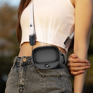 허리걸이 선풍기 허리벨트 목걸이 선풍기 탁상 핸드형 휴대용 USB 야외 공사장 5단 풍속 조절, 블랙