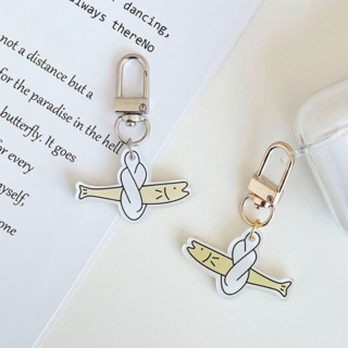 옥타기지 유니크 행운 액막이 명태 키링, 실버, 1개