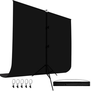 비상 크로마키 배경천 스크린 + 스탠드 풀세트, 블랙, 1세트
