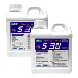 S 크린 소변기 요석 & 하수구 백화제거제, 1L, 2개
