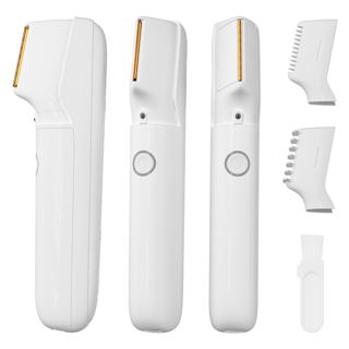 Gaayou 모근제거기 바디트리머 남성 브라질리언 제모기 V형 세로구조 1mm & 3mm 초정밀 길이 조절 가능 IPX6 방수 부드러운 전기 면도기 남녀 겸용, 화이트, MG0230, 전기면도기