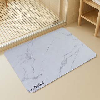 빠른흡수 향균효과 논슬립 호텔욕실분위기 마블감성 MAVORA 소프트 규조토 발매트, 화이트, 1개