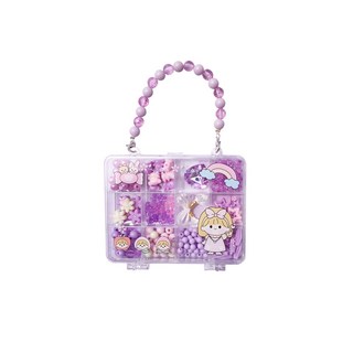 可愛風兒童串珠DIY手工製作套裝 女孩益智玩具 手工串珠材料包, 紫色, 1個