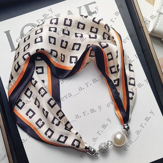 ebo/娥帛2025新款磁吸扣絲巾 韓版高級時尚带鉆项链巾 百搭小絲巾 磁釦絲巾