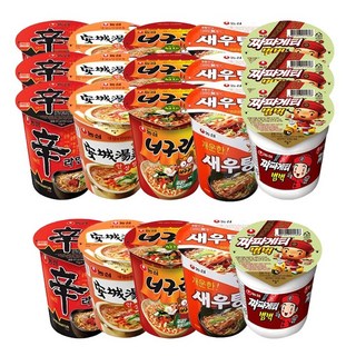 농심 5종소컵 기획세트 (신라면4입+안성탕면4입+너구리4입+새우탕4입+짜장범벅4입), 1박스
