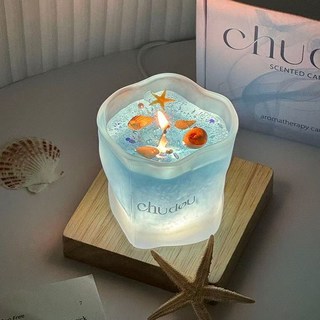 桃園出貨 清新夢幻海洋香薰蠟燭輕奢套裝生日禮物送女生閨蜜七夕節女朋友, 【花香調-柔霧花縵】夢幻海洋香薰蠟燭,【單個試香】夢幻海洋香薰蠟燭