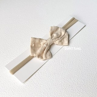 Sweet Twins 台灣現貨 純棉布提花蝴蝶結寶寶髮帶 新生兒頭飾 嬰兒髮飾 細繩髮帶 寫真髮帶