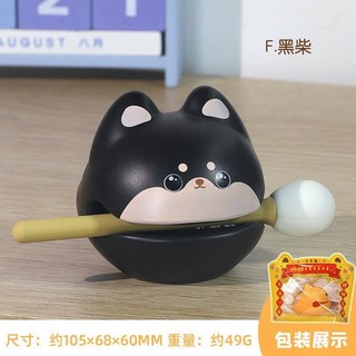 新款招財貓財富小木魚 可愛佛係禮物擺件辦公室藝術, 功德木魚黑柴