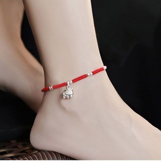 本命年紅腳繩腳鏈女男銀十二生肖手工紅繩情人節生日禮物閨蜜4