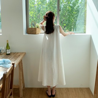 앤샵 여성 드림 라운드 린넨 나시 플레어 여름 롱원피스(3color)