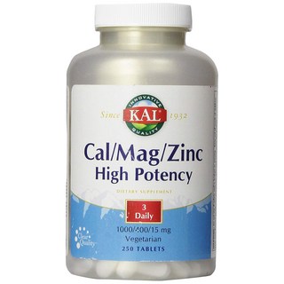 Kal 鈣鎂鋅綜合素食維他命錠, 250顆, 1罐