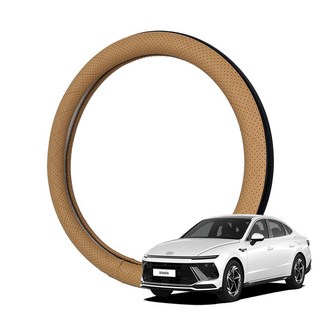 딜온 프리미엄 엠보형 타공 듀얼라인 국내생산 핸들커버, 쏘나타디엣지 새들브라운