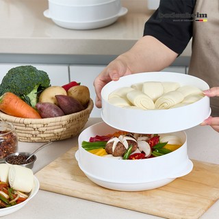 바덴하임 여러요리를 한번에 촉촉하게 전자레인지전용 스팀 2단 찜기, 2개, 25.7cm