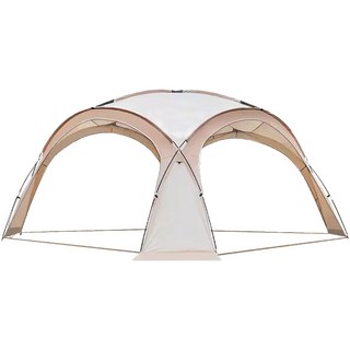 多功能露營客廳帳：穹頂炊事天幕沙灘帳內掛帳防蟲, 奶茶卡其色