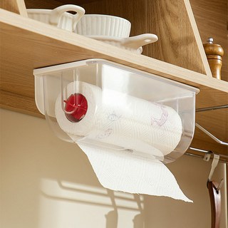 티지피 접착식 키친타올걸이 트레이 투명 심플함, 레드, 1개