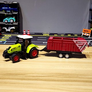農場工作拖拉車 木材運輸車 農用拖拉機 農夫玩具車 農用運輸車 仿真玩具車 農場工程車 拖車玩具, 1個, 美式農夫-稻穀車