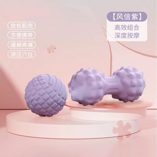 成功 CB-342 筋膜球 筋膜放鬆花生球 按摩球 復健握力球 腳底筋膜球, 1個, 筋膜球+花生球 紫色 CB-342-1