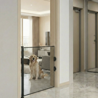 웨이백홈 반자동 무타공 강아지 안전문, 1개, 블랙