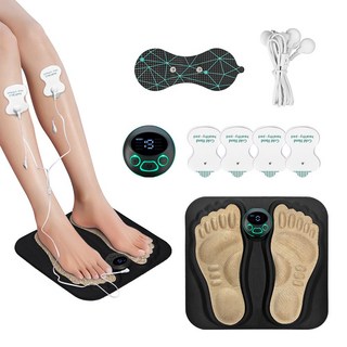 LOMESO EMS 발 마사지기 저주파 무선 충전식 발바닥마사지기 겔패드 패키지, 블랙