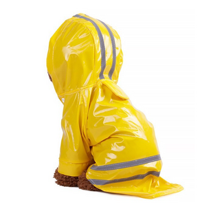 PU_강아지 산책용 심플 후드 우비, 1개, 블랙