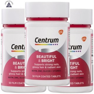 호주 센트룸 뷰티플 앤 브라이트 건강한 머리카락 손톱 피부, 3개, 50정