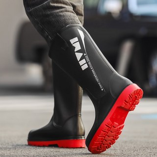 TIMEPURE 패션 레인부츠 독일식 하이컷 방수화 미끄럼 방지 낚시 주방 작업용 고무장화