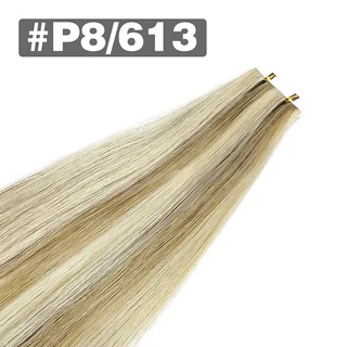 다크 브라운 테이프 인 헤어 익스텐션 20피스 100% 레미 스트레이트 심리스 인비저블, 06 #8/613, 01 60 pcs-3 packs, 06 #8/613