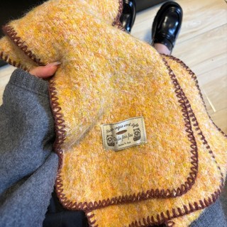 復古鎖邊圍巾圍脖，秋冬韓版保暖加厚墨綠羊毛絨女生圍巾