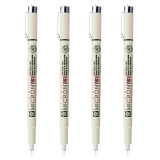 사쿠라 피그마 마이크론 피그먼트 잉크펜, 4개, 003(0.15mm)-블랙