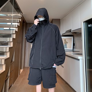 寬鬆修身連帽防曬衣 口罩式運動健身夾克 顯瘦長版外套