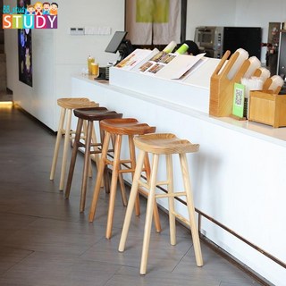 免安裝整裝 北歐吧檯椅 實木家用高腳凳 現代簡約吧椅 吧台凳 酒吧高腳凳 吧台椅 實木高腳椅 餐桌椅 餐椅 實木椅子高凳, 原木色,坐高55CM（桌高80-89拍這個）, 1個