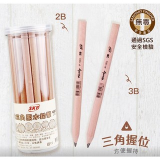 SKB 大三角IP-1003 學齡鉛筆 原木 木頭 鉛筆 2B 3B 單售 (24支/筒), 1個, 大三角IP-1003/3B/1支