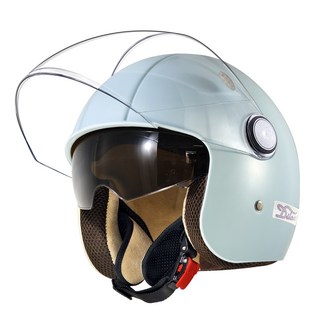 더블 렌즈 디자인의 오픈페이스 헬멋 (오토바이/전동 킥보드용), 푸른 색