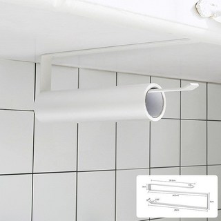 廚房紙巾架 櫥櫃下掛架 免打孔多功能濕巾捲紙收納架 懸掛倒掛抽紙盒 抽取式紙巾架 衛生紙收納 衛生紙架 桌下, 1個, 白色加粗加厚-紙巾架--捲紙款