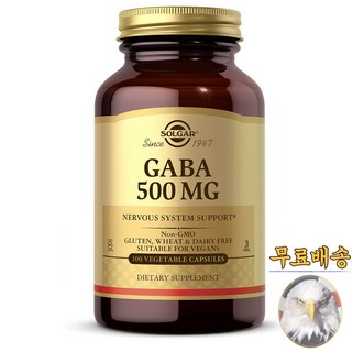 미국산 솔가 가바 GABA 500mg 100베지캡슐 감마 아미노뷰티르산 Solgar Gamma Aminobutyric Acid 선물증정, 1개, 100정