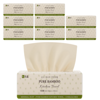 휴홈 무표백 순수 대나무 키친타월, 9개, 100매