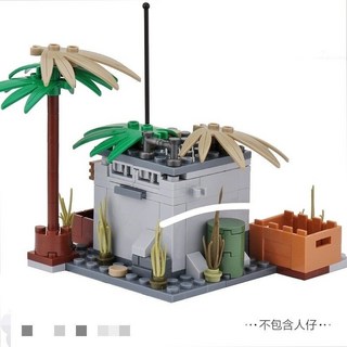 二戰軍事基地積木 中國積木兼容人仔城墻德堡壘基地碉堡塔樓陣地軍事場景拼裝玩具 軍事積木 二戰 系列, 1個, 基地碉堡陣地軍事場