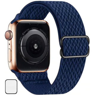 NUBASE 애플워치 호환 고탄력 링크 솔로루프 스포츠루프 버클 스트랩, 웨이브 블루