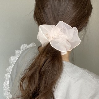 라인 파스텔 시스루 쉬폰 오간자 헤어 곱창끈 (5color)