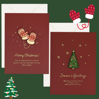 부띠끄38 프리미엄 크리스마스 카드 성탄절, 2개입, 레드